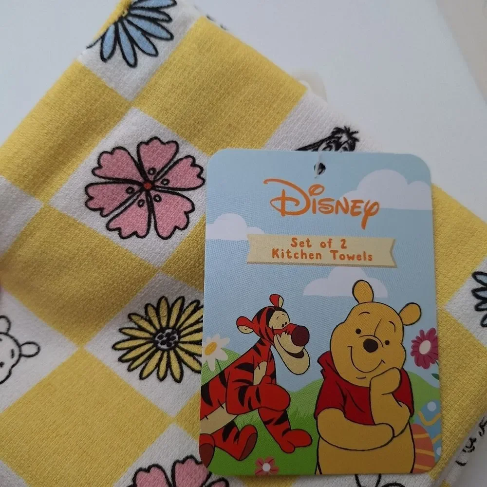 Winnie the Pooh Yellow Checkered Kitchen Towel Set